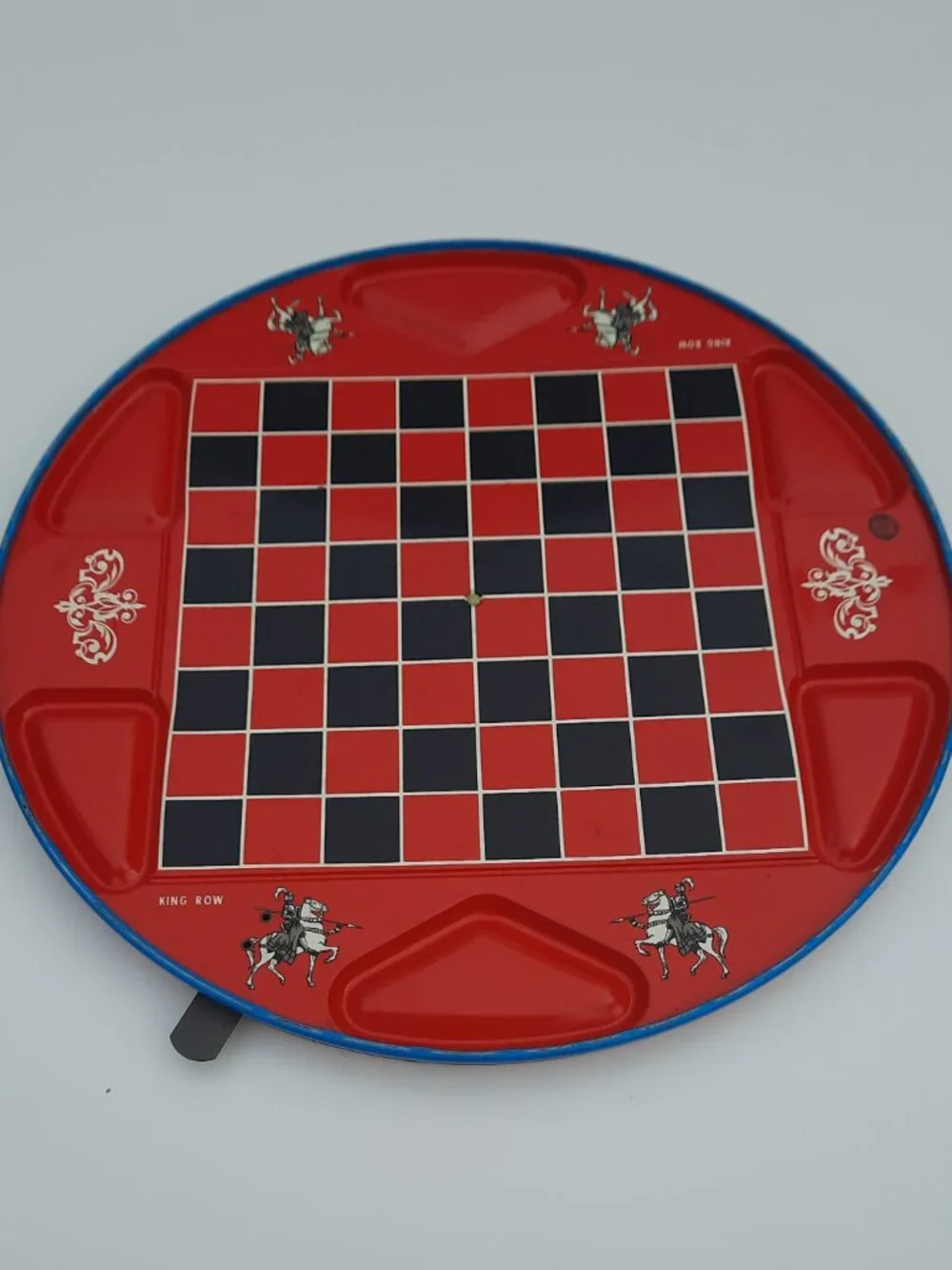 Vintage Ohio Art Red Tin Chinese Checkers & Checkers Board Game